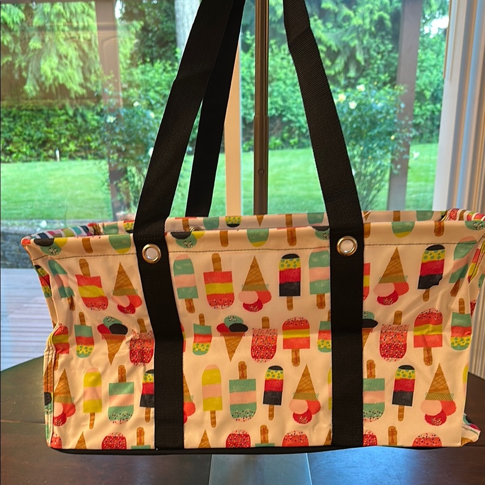 Colorful Ice Cream Print Large Utility Tote Bag